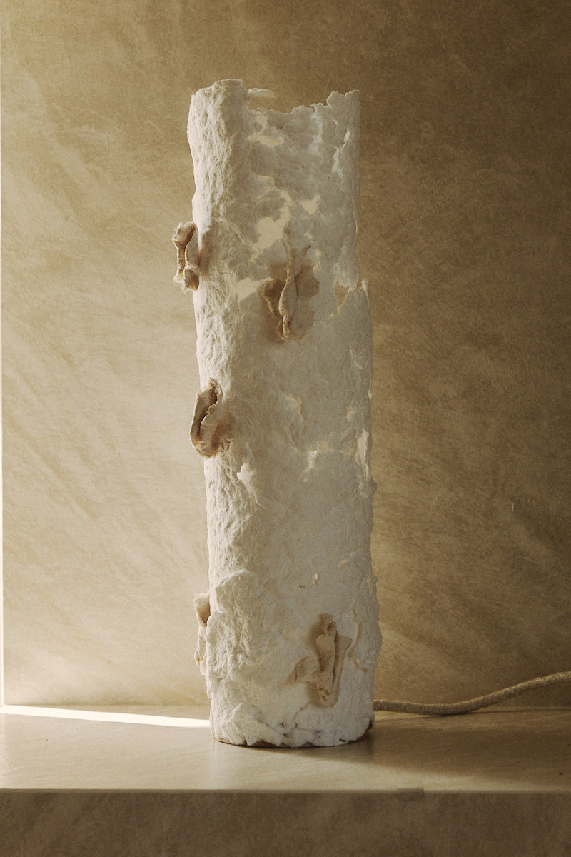 La lampe à poser grand modèle Abaca est soigneusement créée avec amour et délicatesse par l’artiste Emma Karila. Offrant une ambiance chaleureuse à votre intérieur, la lampe en papier allie l’artisanat et la tradition à un esthétique moderne et élégant.  Avec sa structure en métal, cette pièce apportera un côté artistique à votre décoration.  Fabriquée à partir de papier coton abaca, puis sculptée mouillée, en séchant, cette lampe est unique en son genre rendant chaque exemplaire en véritable œuvre d’art.