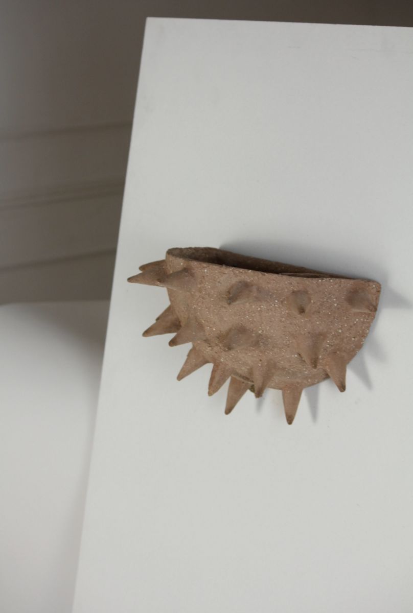 Cette applique Jupiter constituée de grès chamotte présente une texture avec des grains de sable. Chaque pièce est unique, numérotée, signée et modelée manuellement dans un grès chamotte, une argile cuite plusieurs fois entre 900 et 1400 degrés. Au cours de ce processus, l'objet devient aussi solide que la pierre. C'est par l'assemblage, le modelage, la sculpture et les différentes cuissons que l'objet se révèle.

Grâce à la céramique, Alan Louis capture l’essence de l’élégance brute et naturelle.