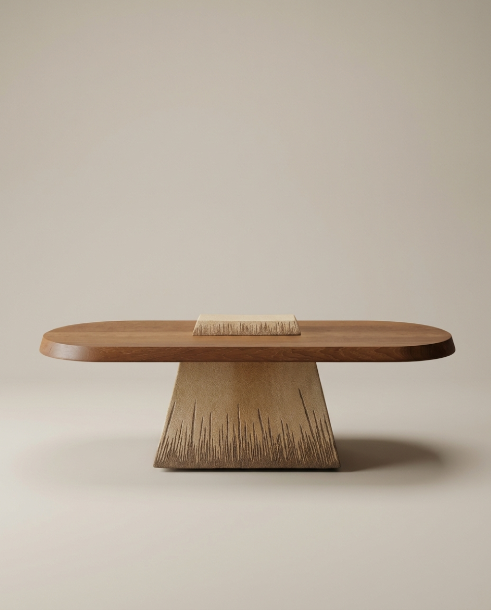 Cette table Liberdade est constituée de grès chamotte écru et possède un plateau en châtaignier massif. Chaque pièce est unique, numérotée, signée et modelée manuellement dans un grès chamotte, une argile cuite plusieurs fois entre 900 et 1400 degrés.

Grâce à la céramique, Alan Louis capture l’essence particulière de l’élégance brute et naturelle.