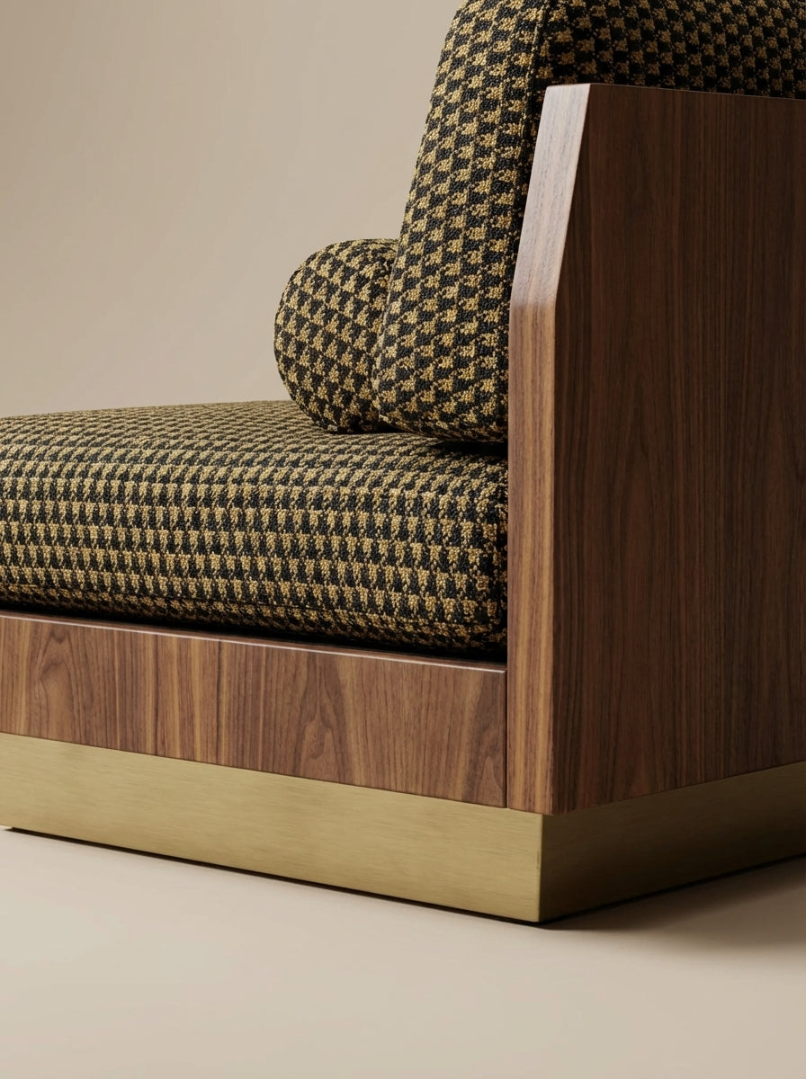 Daybed W/S Wood by Alma Ébénistes in American walnut and brass. Designed by Alexis and Martin, 1930s-inspired, for Caroline Andréoni.