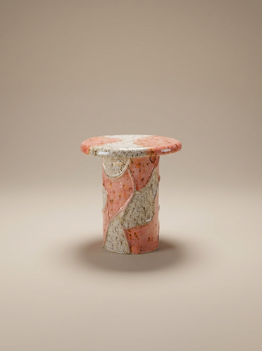 Side table Basalte by Diane Fekete, hand-glazed chamotte stoneware from her Marseille atelier. A functional sculpture, organic forms and a unique play of nuances in each piece.