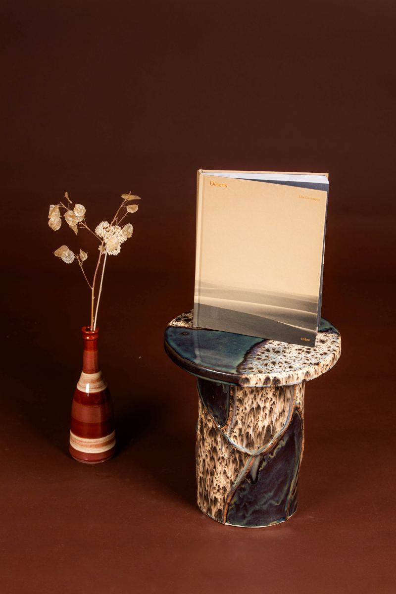 Side table Basalte by Diane Fekete, hand-glazed chamotte stoneware from her Marseille atelier. A functional sculpture, organic forms and a unique play of nuances in each piece.