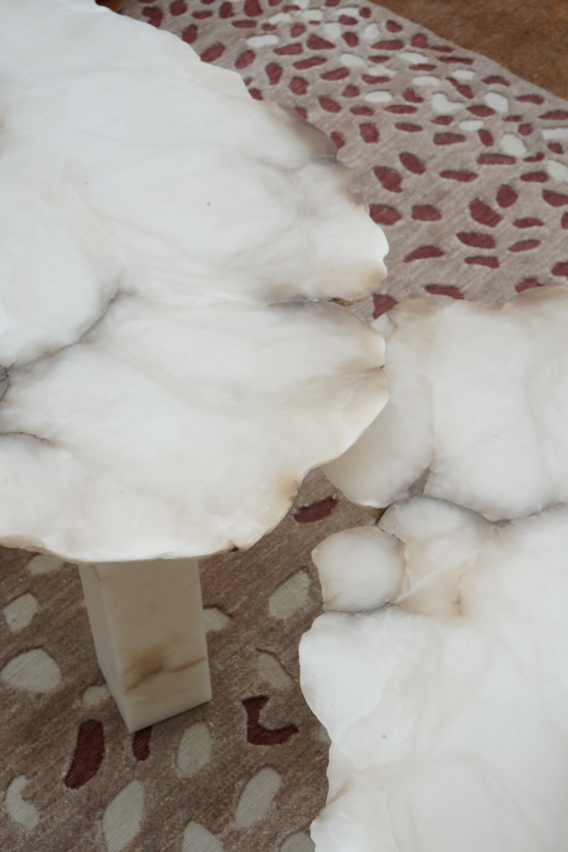 Taillée dans la roche brute, chaque table basse VESUVE est une pièce unique, où la nature dicte son design. Son plateau en albâtre sculpté révèle des veinages et textures singuliers, témoins de la formation millénaire de la pierre. Alliant brutalisme et élégance, elle capture la lumière et magnifie l’espace dans une présence sculpturale et intemporelle.

Découvertes et sélectionnées au cœur même des carrières, chacune des plaques inspire une table ou une suspension unique.