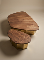 Table basse CASA entièrement façonnée à la main en laiton dans l'atelier toulousain de Laura Demichelis, révèle tout le caractère d'un savoir-faire artisanal d'exception. Sa structure en laiton massif, aux reflets chaleureux, est surmontée d'un élégant plateau en bois qui apporte contraste, chaleur et raffinement. L'ensemble offre une présence sculpturale tout en s'intégrant avec douceur à votre intérieur.