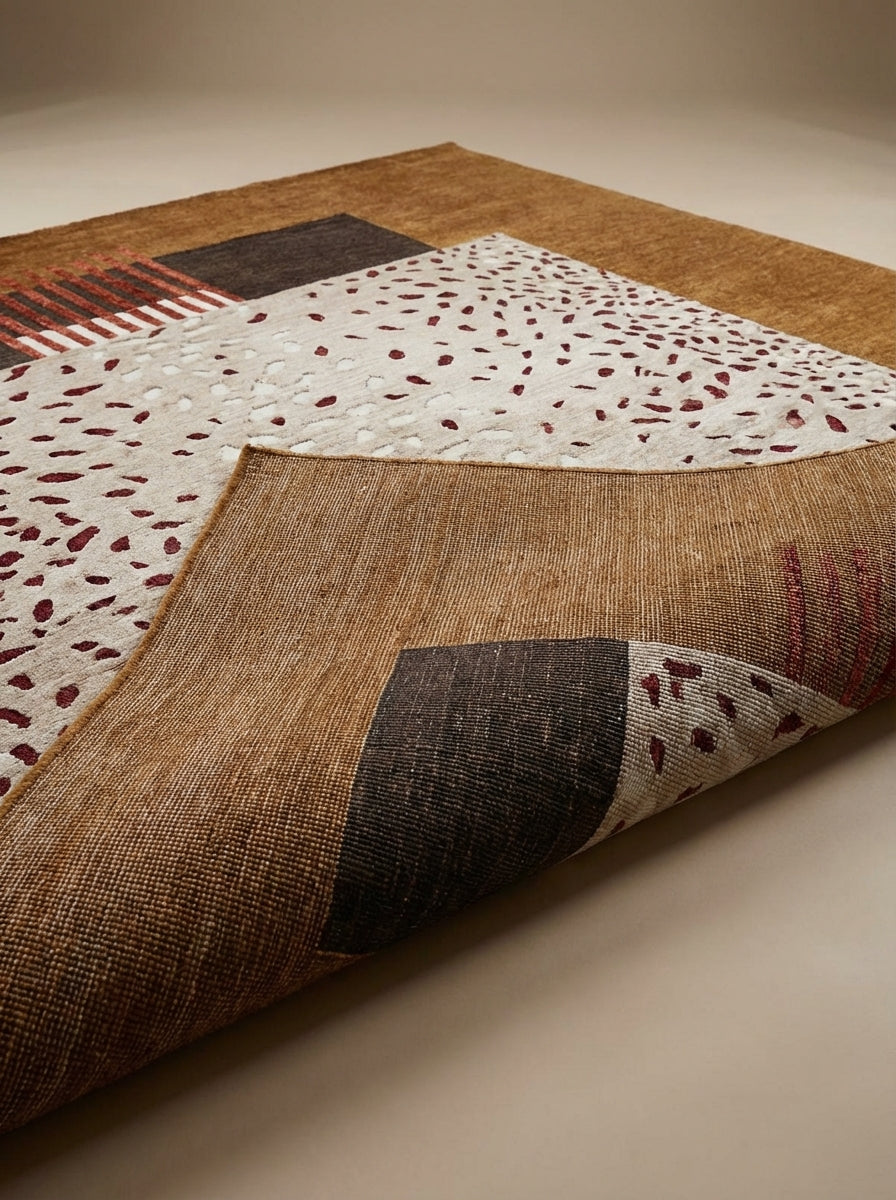 Le tapis Amalgame, signé Maison LELEU, combine tradition et innovation grâce à une technique de nouage ancestrale.
Cette méthode permet de recréer l’illusion d’un tissage kilim, tout en offrant une précision et une richesse de détails qu’un kilim classique ne peut atteindre. La fusion de la soie de bambou et de la laine crée une surface à la fois douce, contrastée et tactile, qui semble presque vivante sous le toucher.