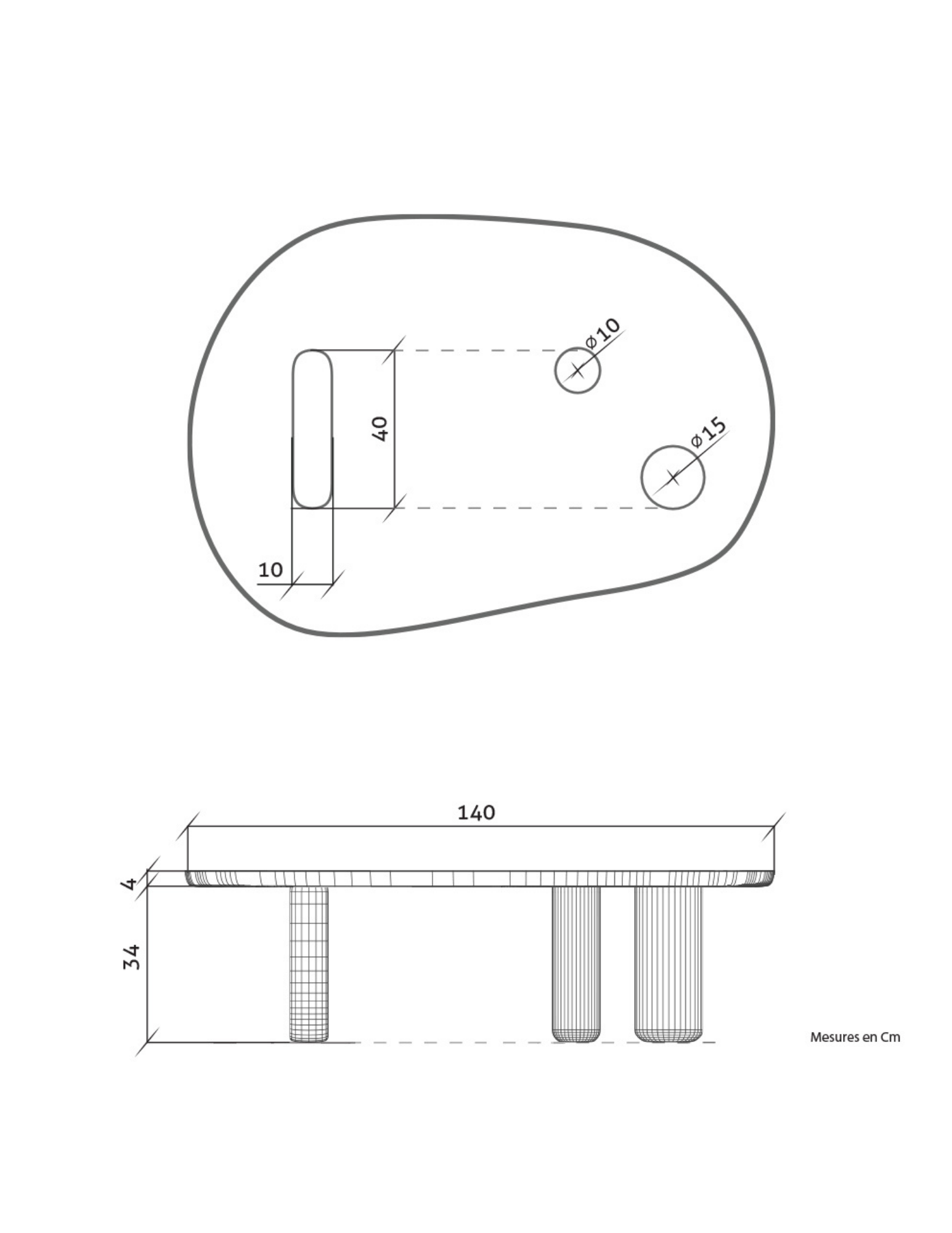 Maho coffee table in stained oak wood