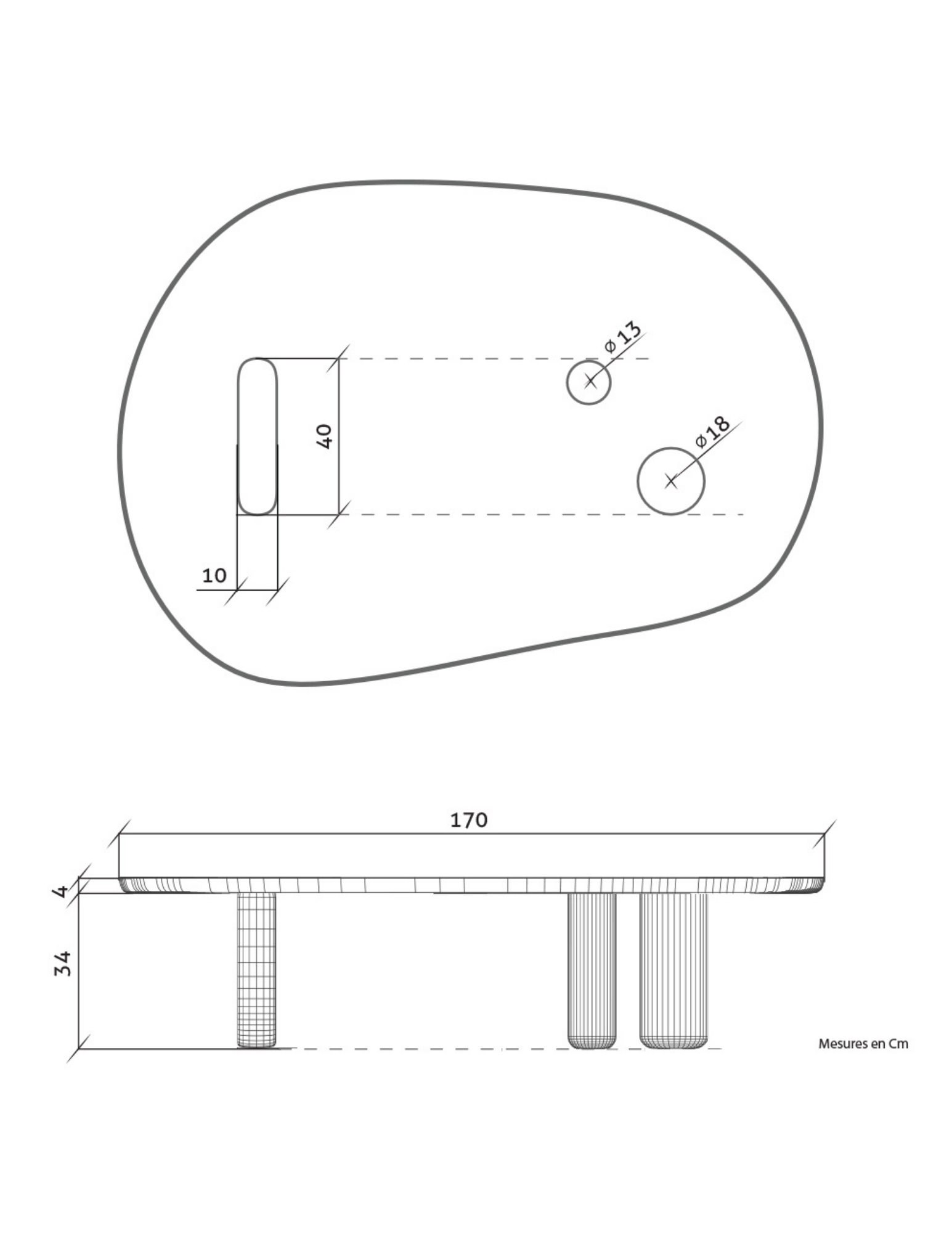 Maho coffee table in stained oak wood