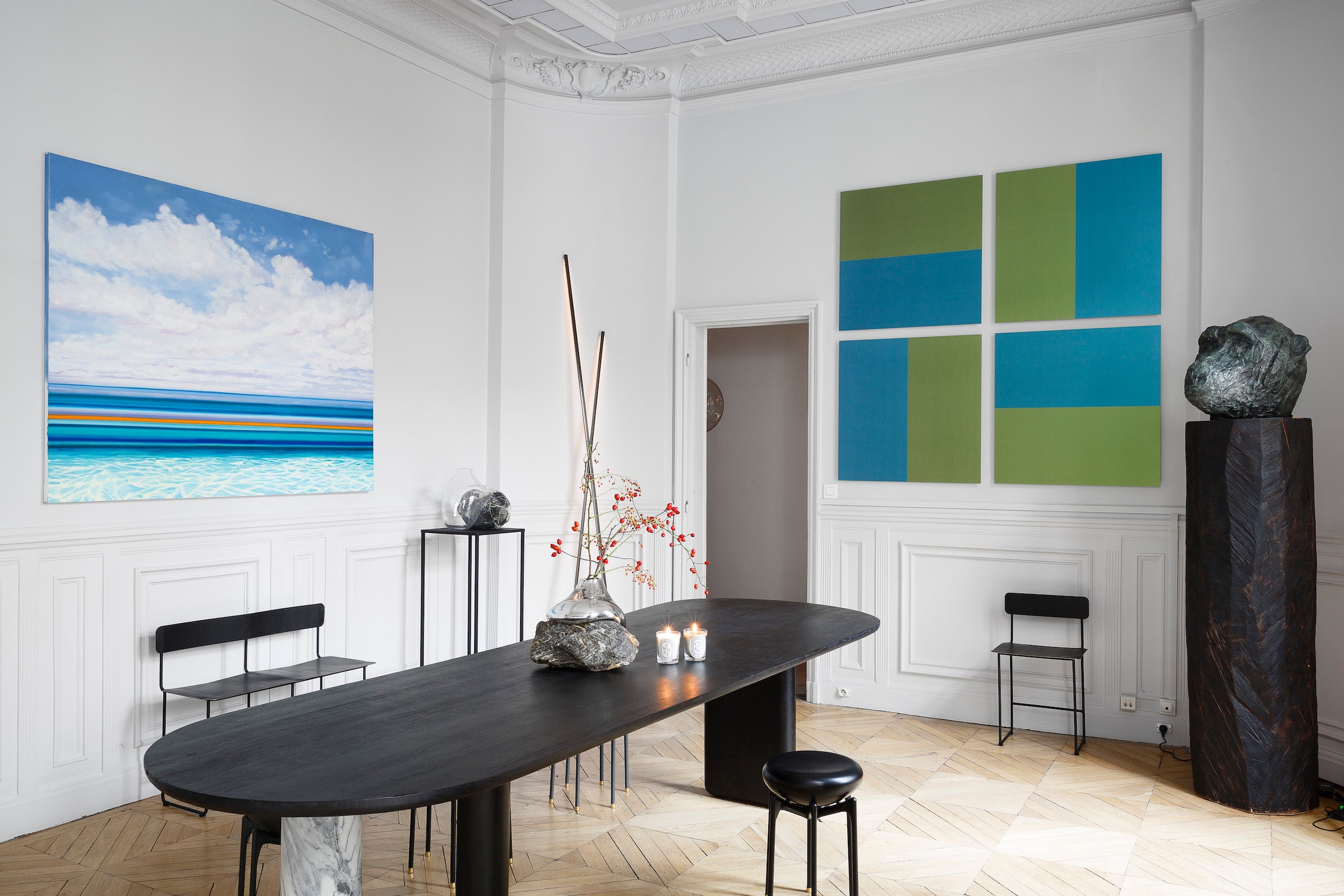 Table Maho Stone bois de chêne teinté